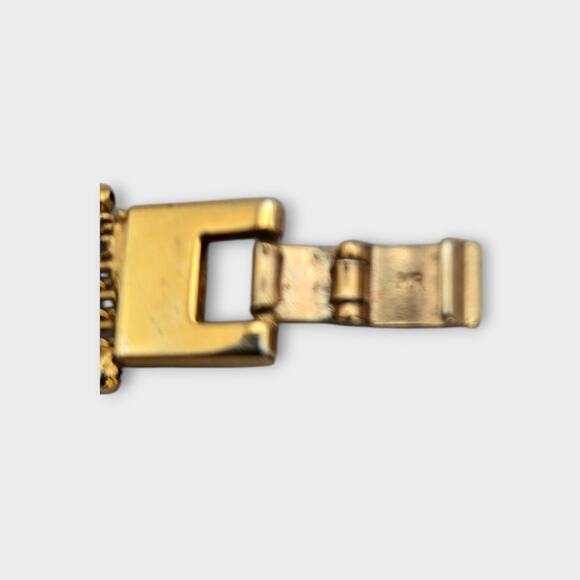 Vintage Gold Tone Mesh Bracelet with Diamond-Shape Accents - Picture 7 of 7